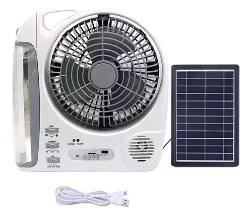 Ventilador Recargable Multifuncional Con Panel Solar Gd-8028