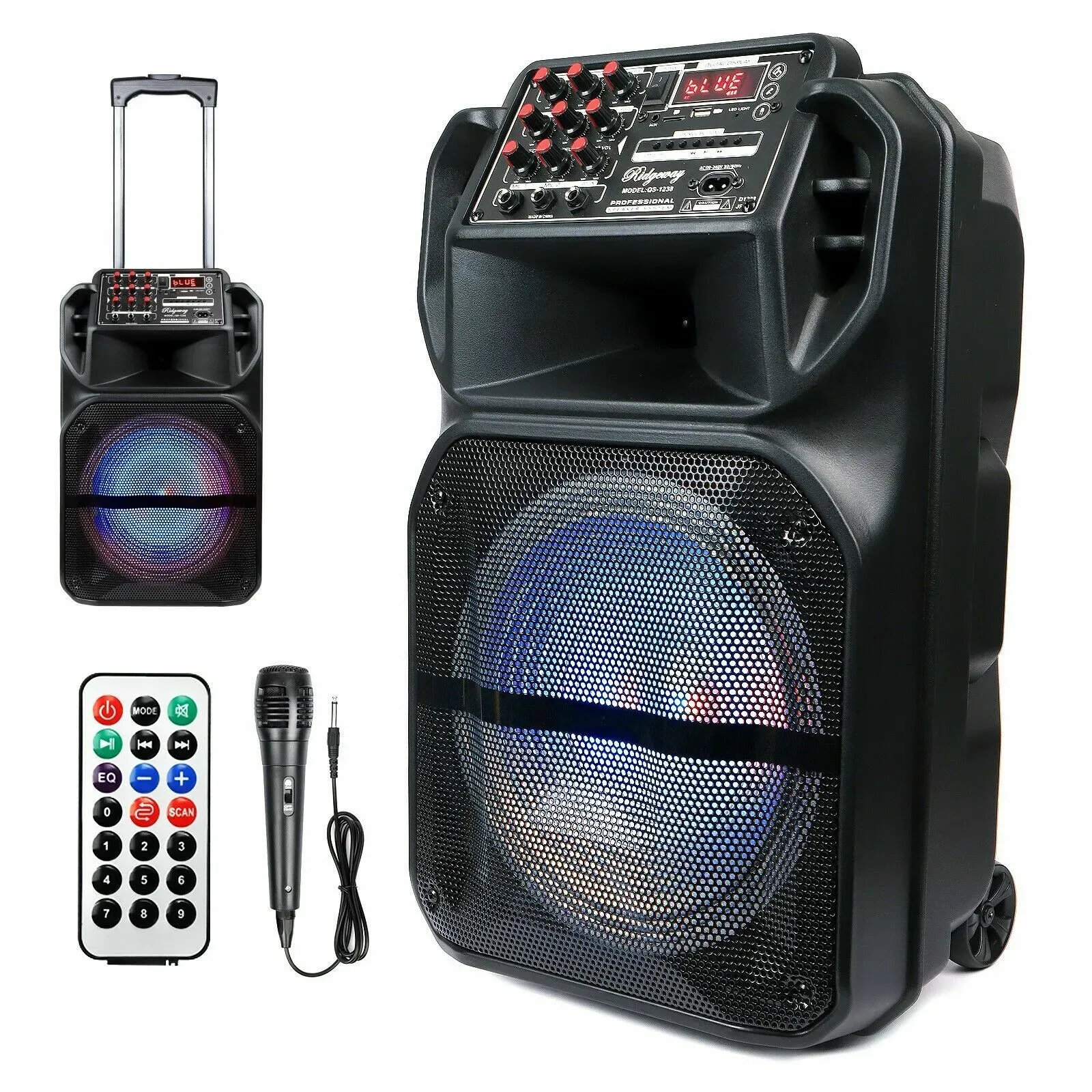 Cabina De Sonido 12" Karaoke Recargable Bluetooth Con Ruedas Tigers