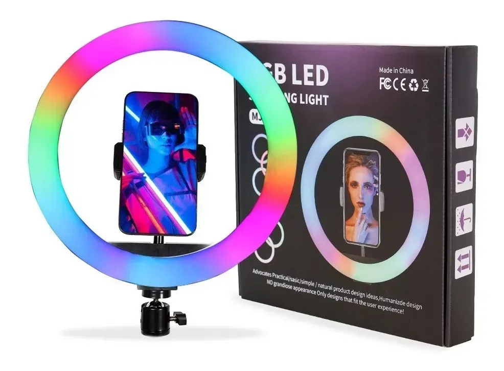 Aro Led Rgb 33 Cm 13 Pulgadas Con Tripode De 2,10 Metros