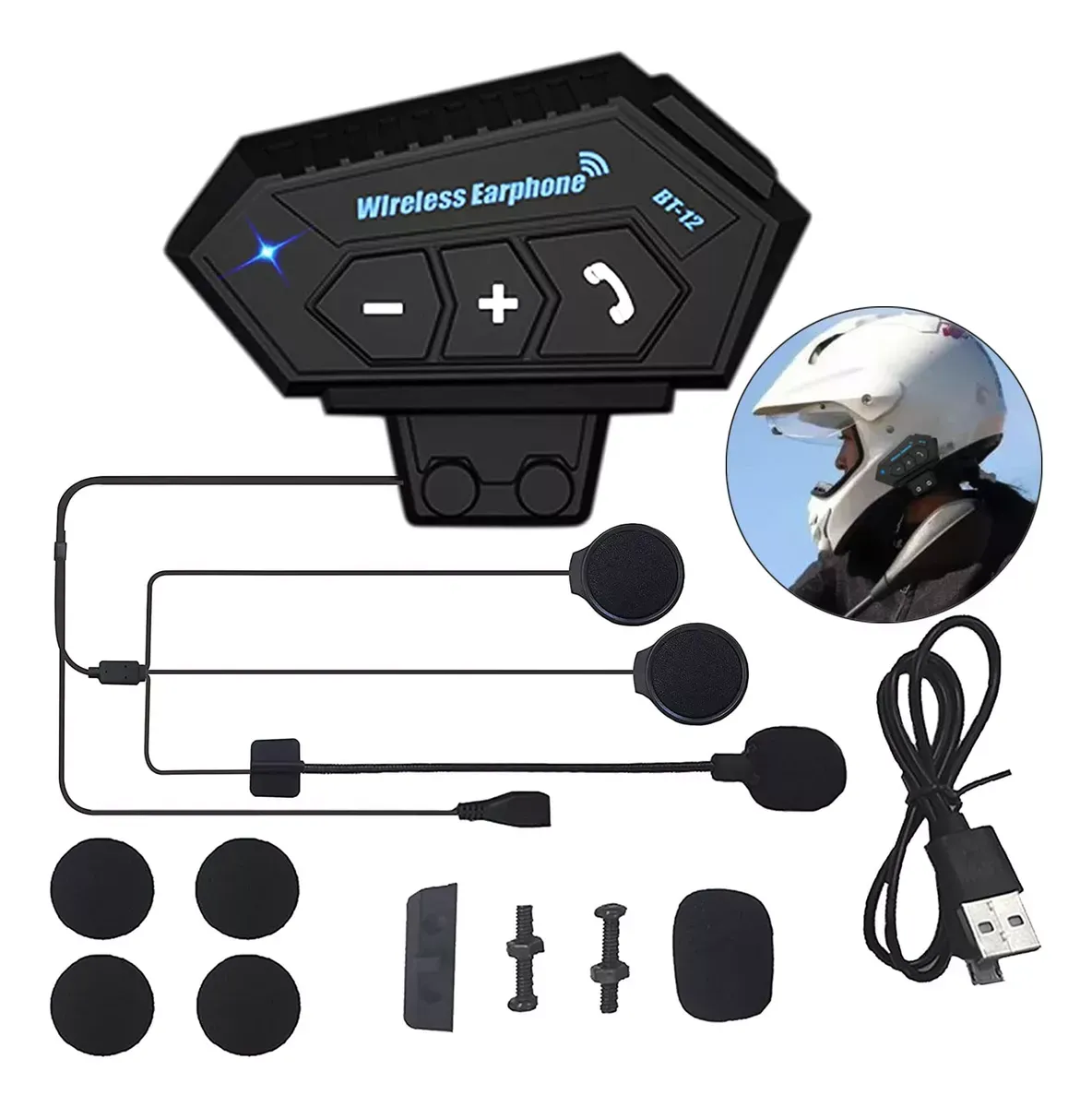 Intercomunicador Para Moto BT12  Auriculares Casco Bluetooth