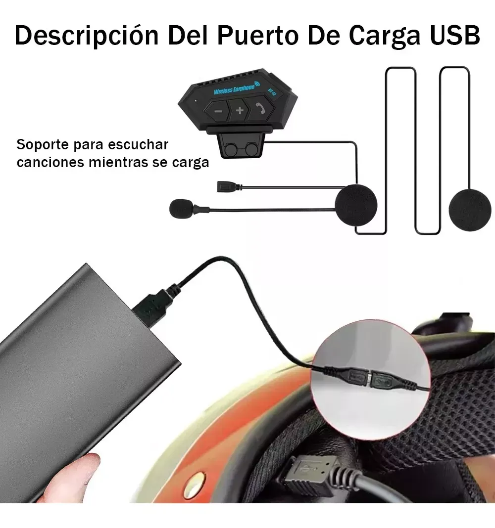 Intercomunicador Bt12 Auriculares Casco Bluetooth