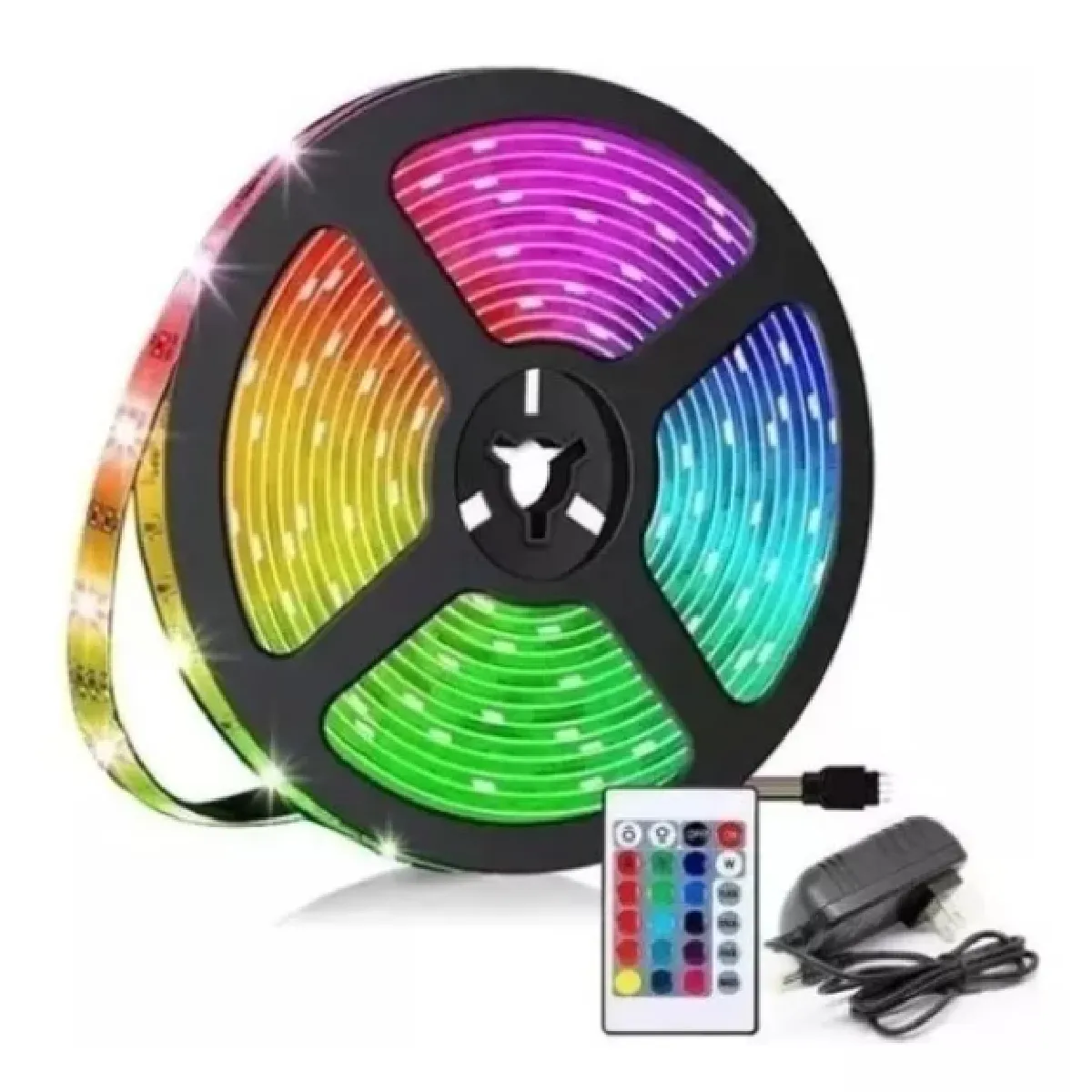 Cinta Led Multicolor Rgb Luz 5050 5mts + Control + Adaptador