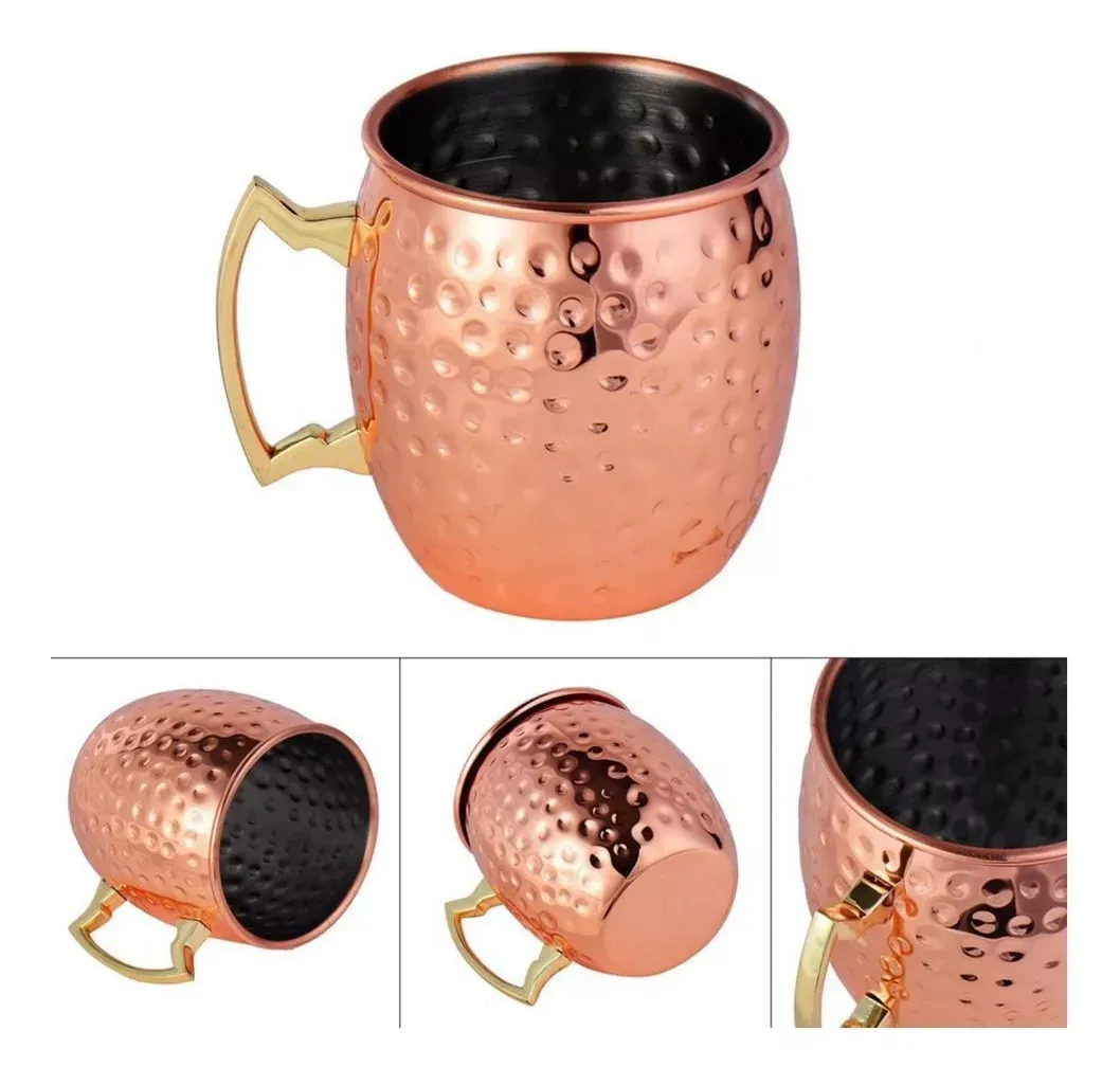 Taza De Cóctel Dorada Moscow Mule Exquisite Cobre Martillado De Acero Inoxidable