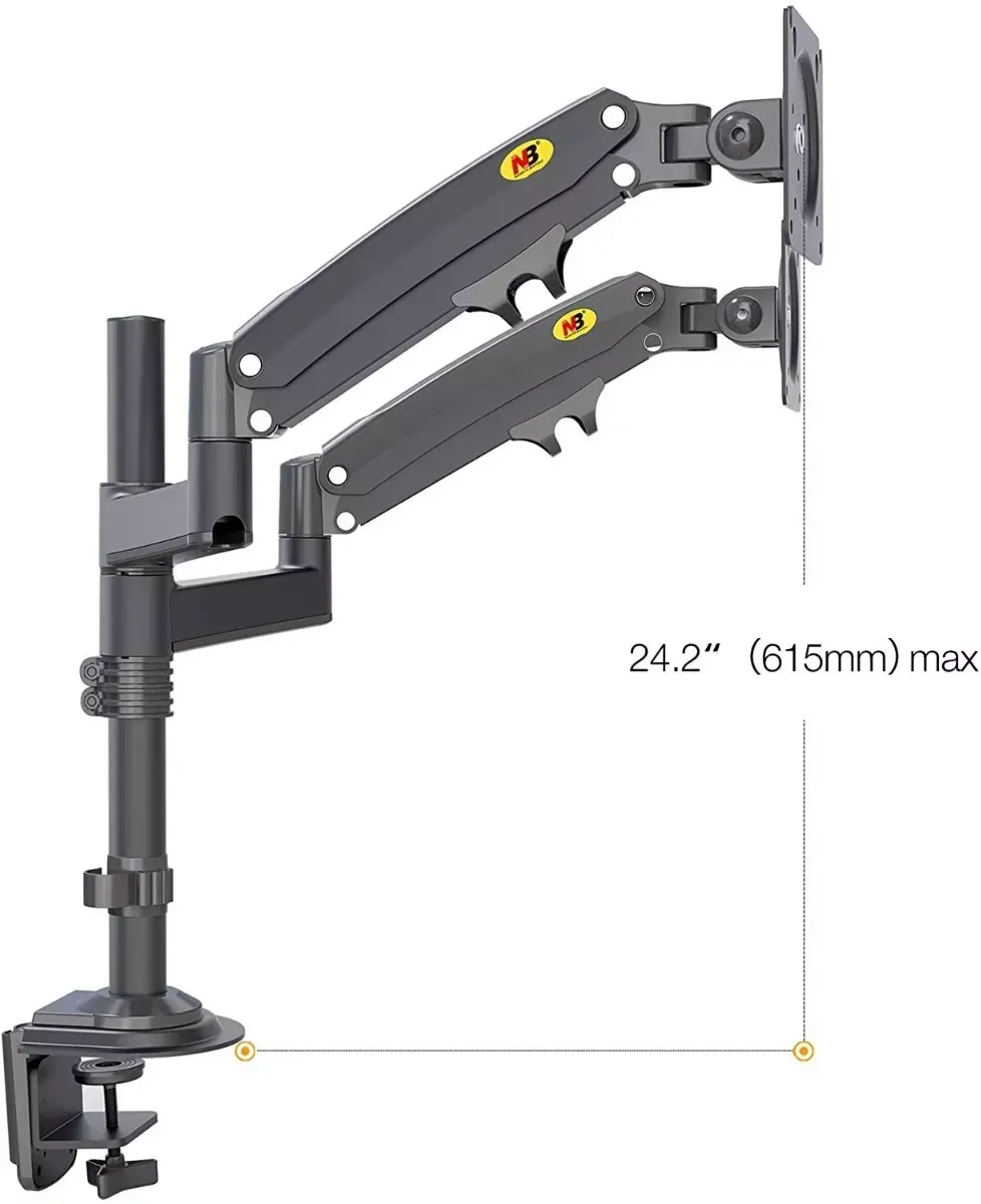 Soporte Brazo Monitor North Bayou H180 Para 2 Pantallas Lcd Led Escritorio Color Gris oscuro