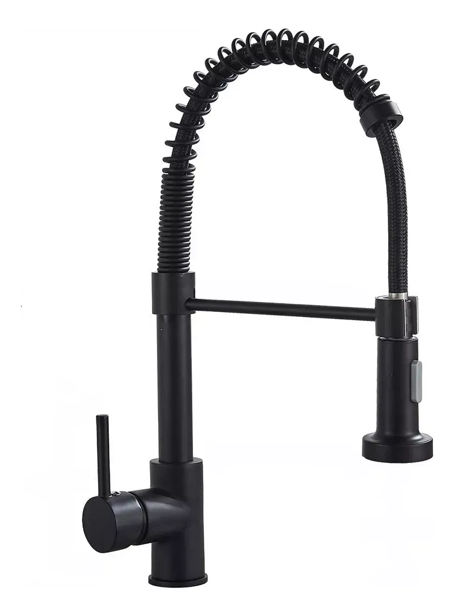 Llave Monomando Lavaplatos Flexible Griferia Cocina 52 Bits Color Negro Mate