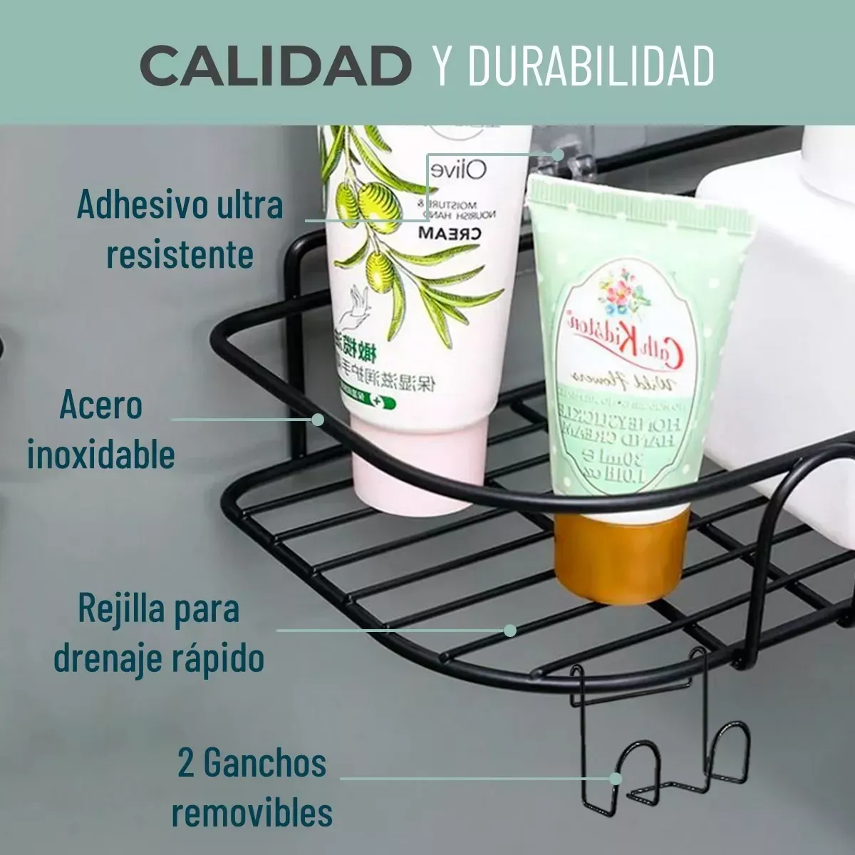 Organizador De Ducha Repisa Baño Adhesivo Set Inoxidable