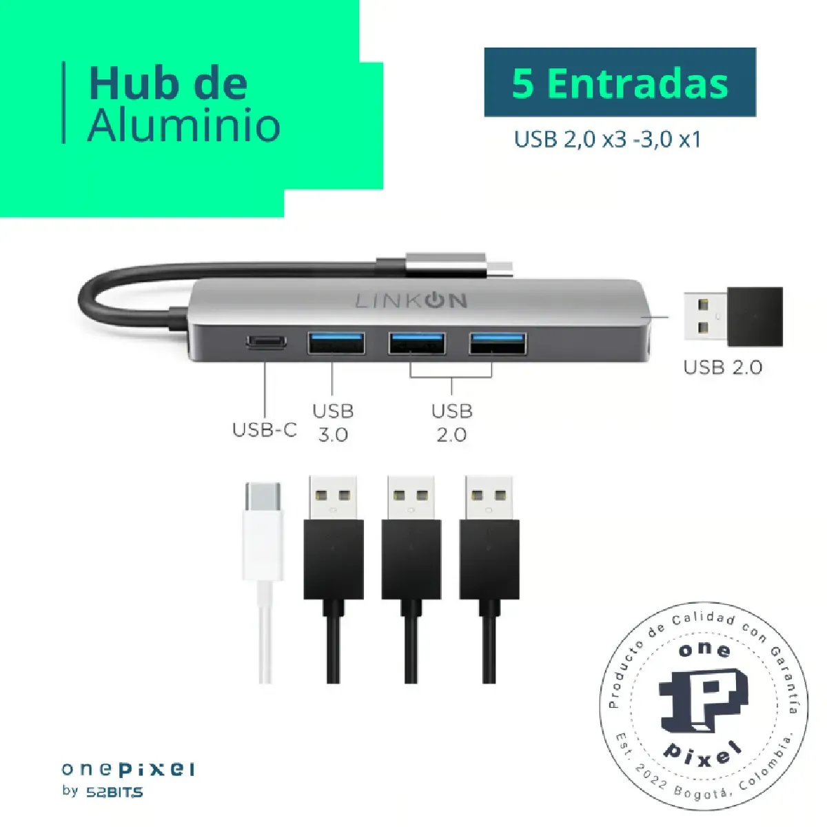 Hub Adaptador Usb C Multipuerto 5 En 1 Compatible Mac Macbook Win