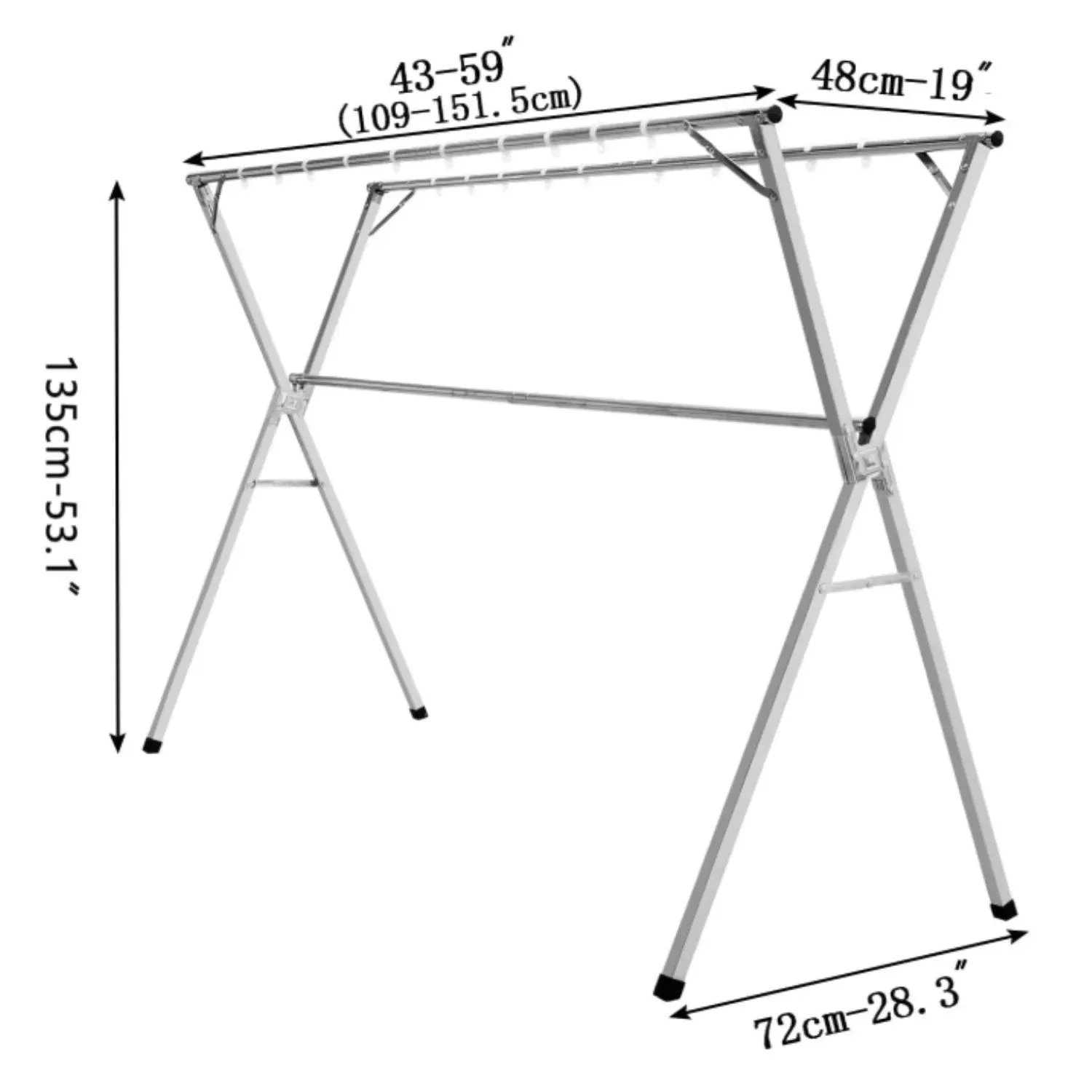 Tendedero de Ropa Plegable de Acero Inoxidable Tipo X