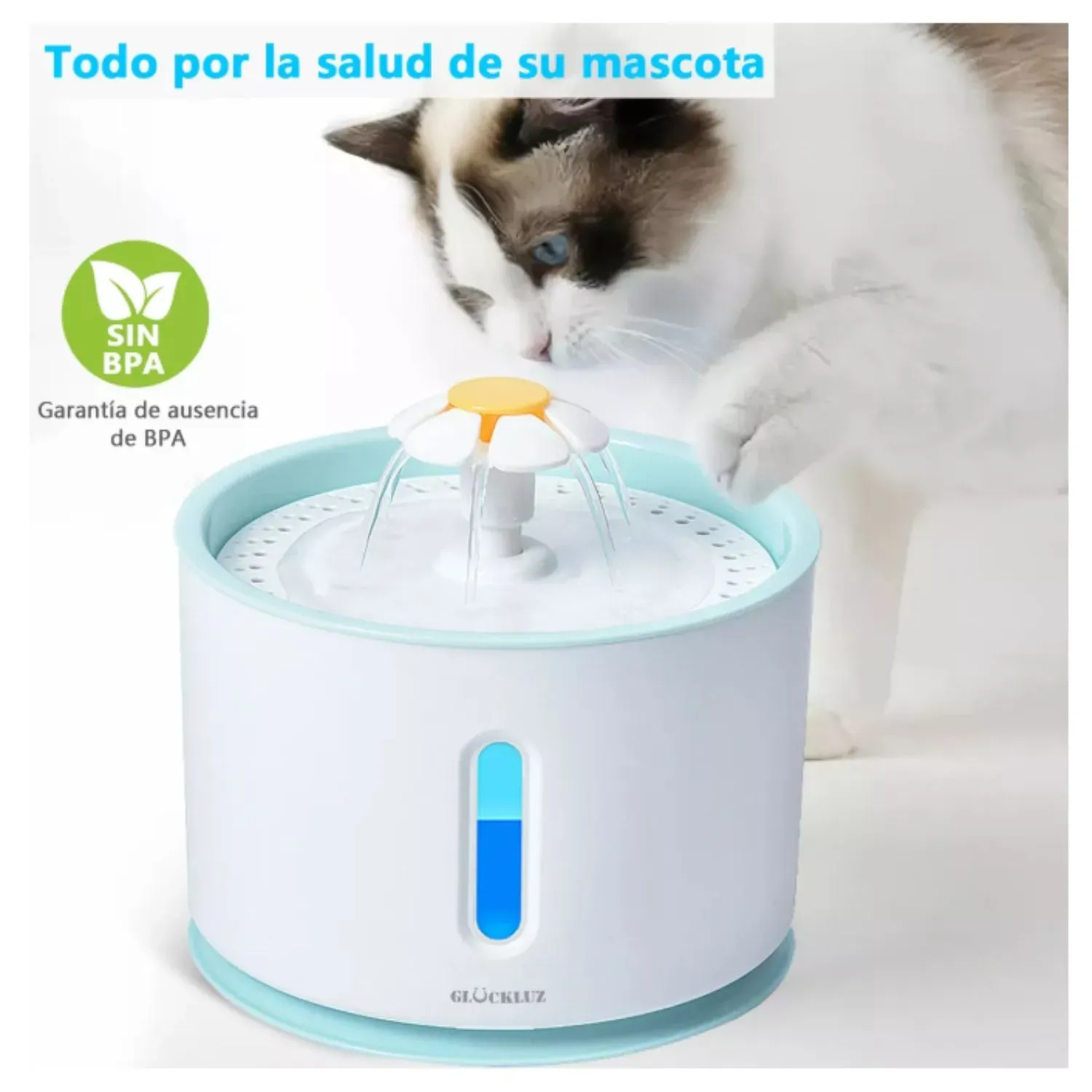 Bebedero Automático para Gato 2.4L Silencioso Seguro con Filtro