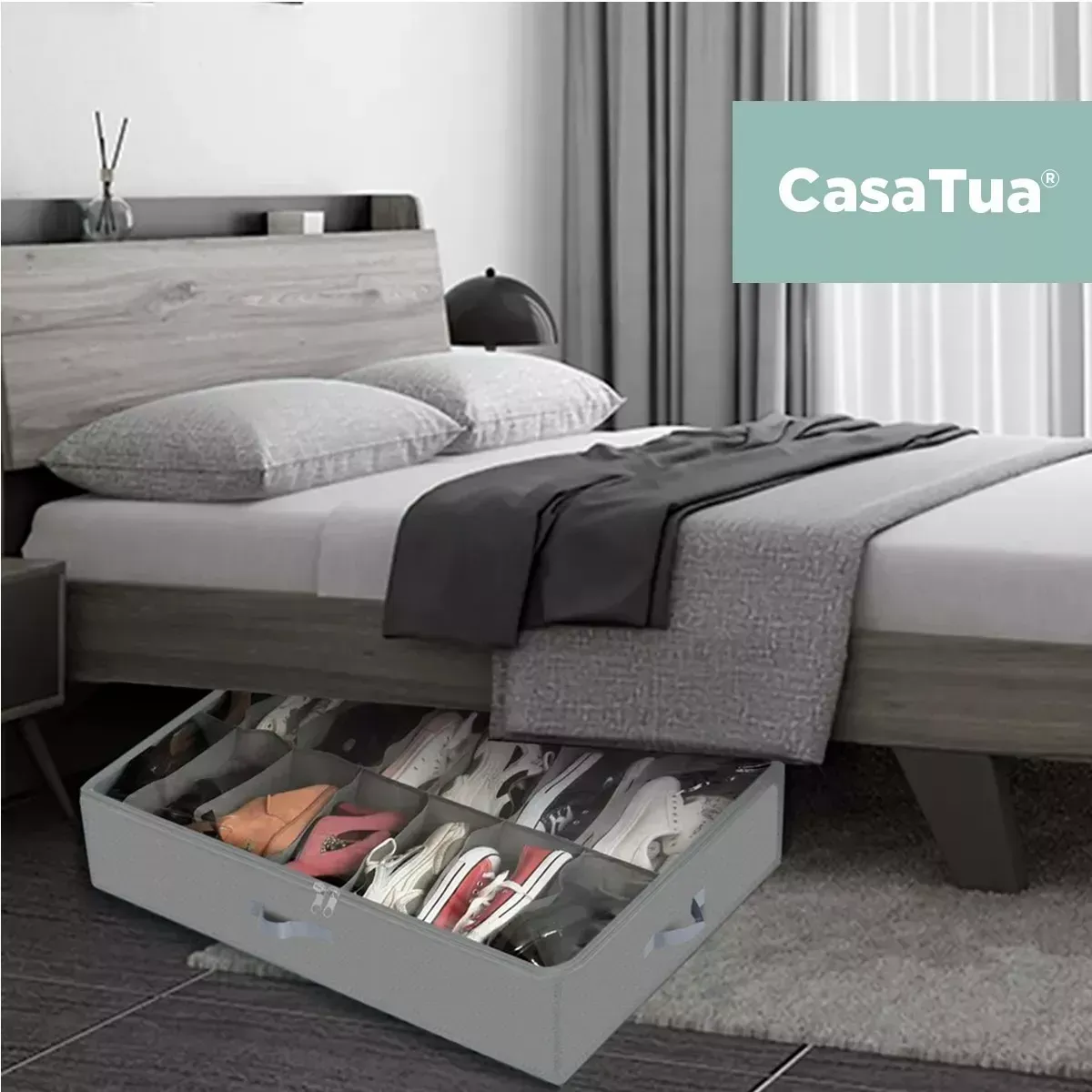 Organizador De Zapatos Almacenamiento Bajo Cama Zapatero Unidad 