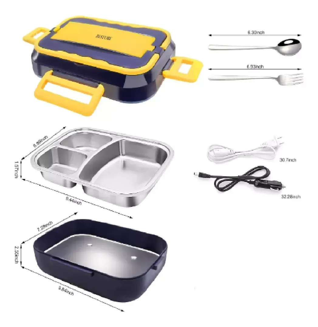 Caldera Eléctrica Automática Con Divisor Caja De Almuerzo Azul De 110 V