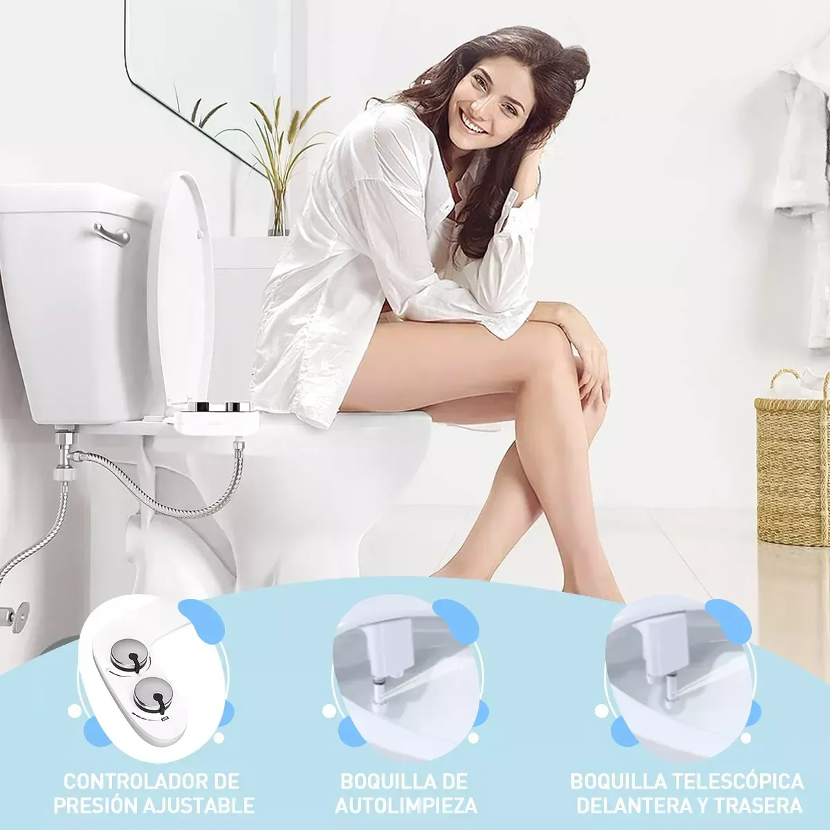 Bidet Baño Accesorio Para Inodoro Fácil Instalación 3 Modos