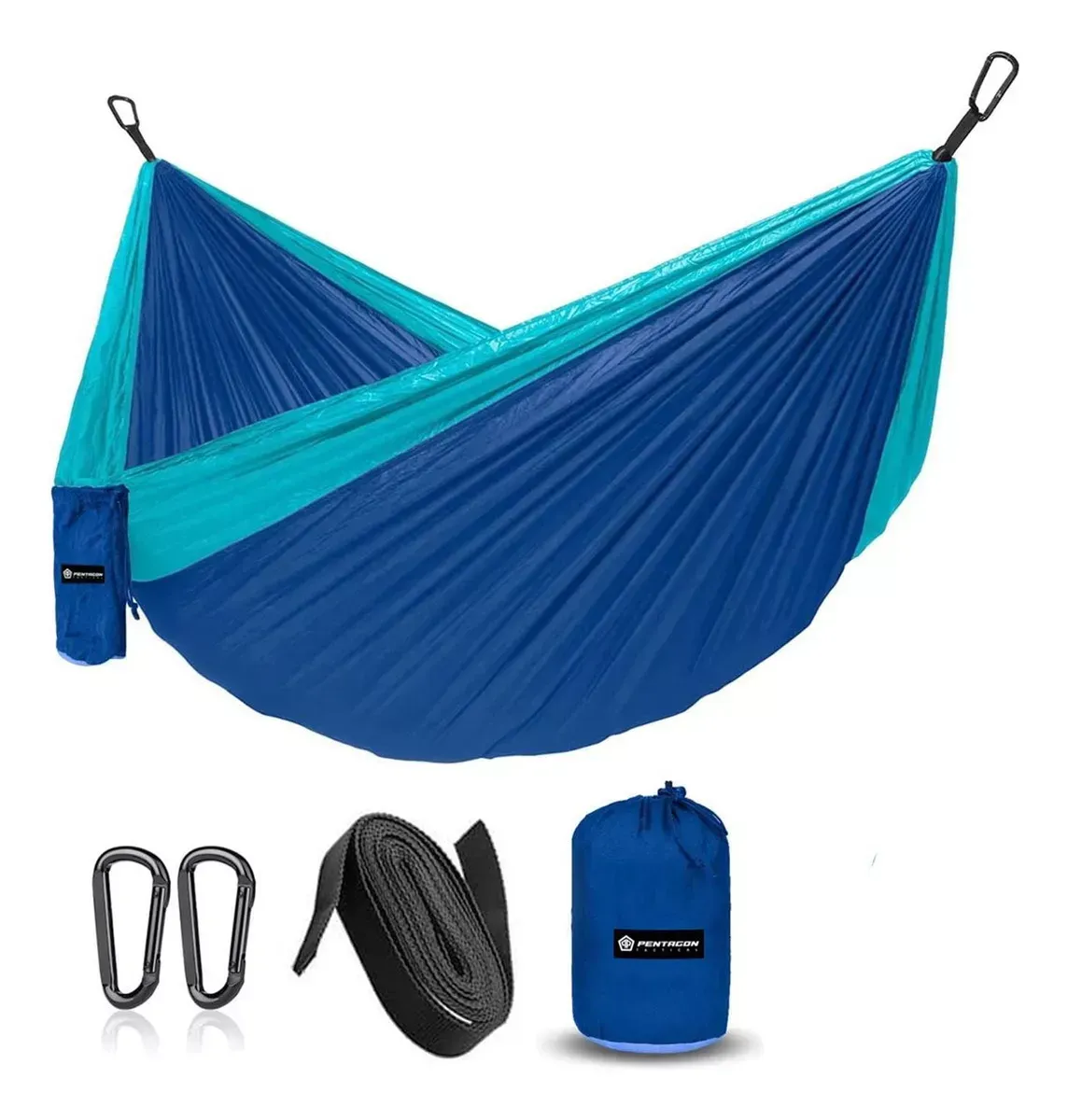 Hamaca Colgante Doble Camping Outdoor Color Azul