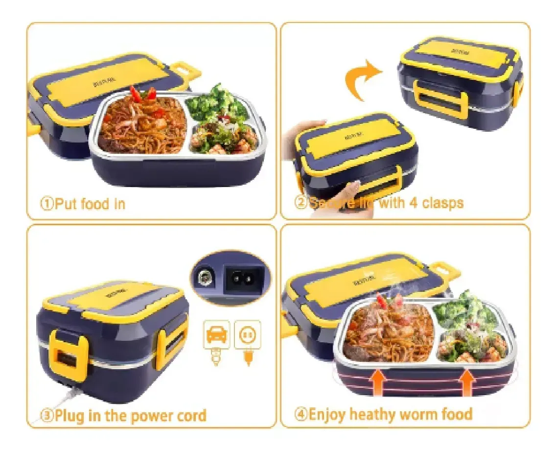 Caldera Eléctrica Automática Con Divisor Caja De Almuerzo Azul De 110 V