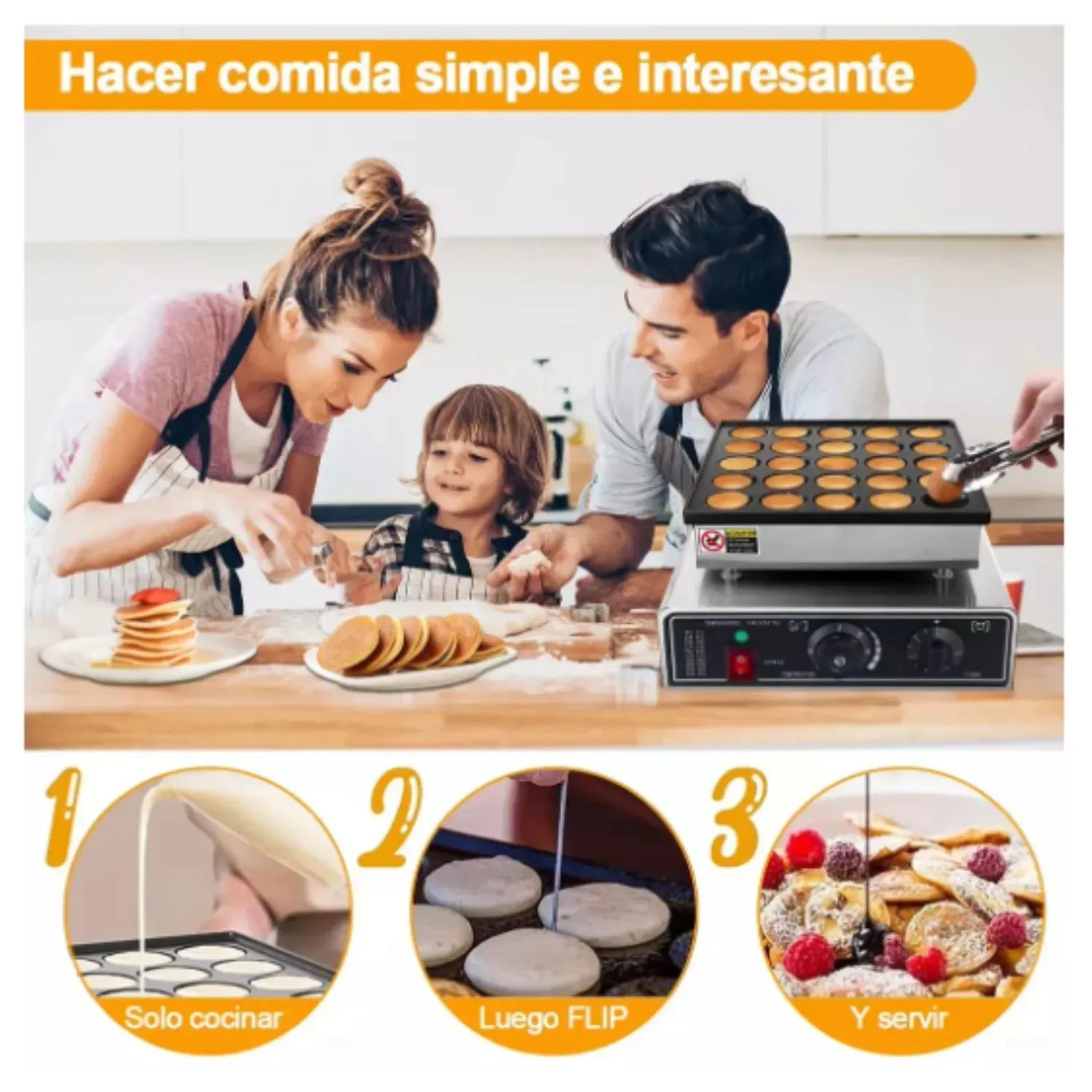 Máquina para Hotcakes 950W con Bandejas Antiadherentes 25 Pz