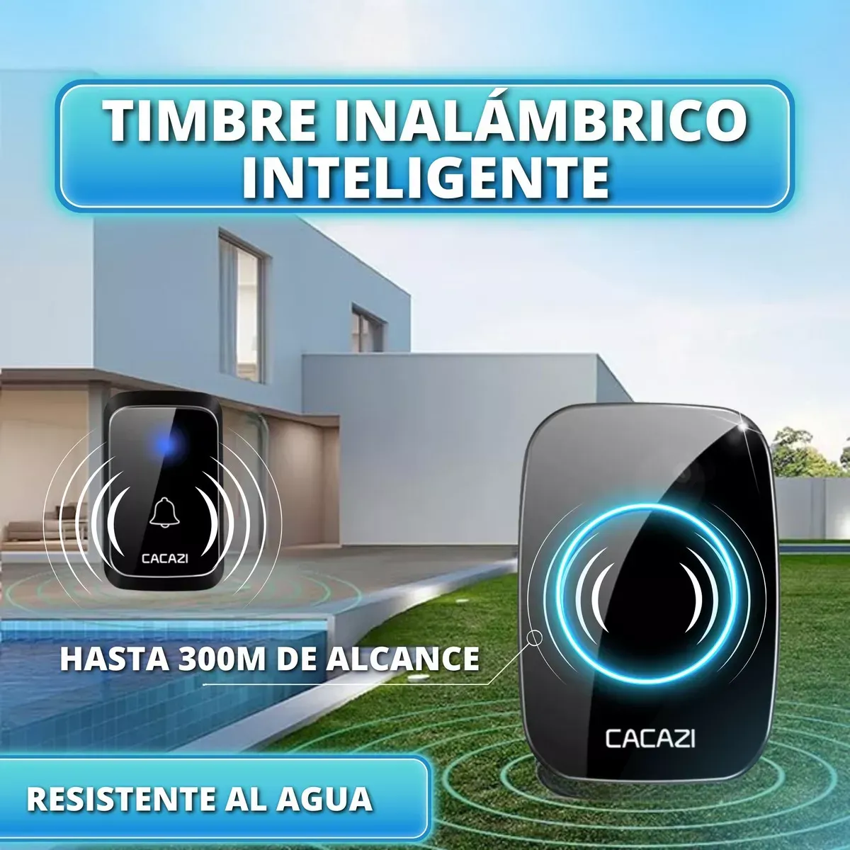 Timbre Inalámbrico Seguridad Impermeable Inteligente Casa 12V