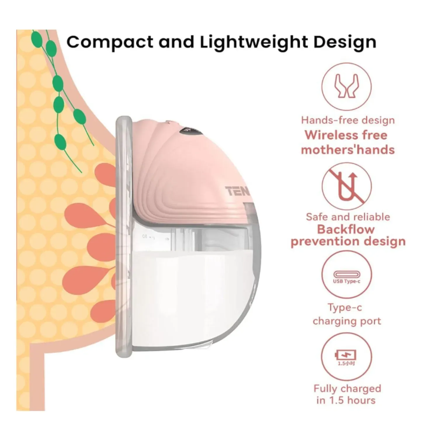 Extractor de Leche Eléctrico Doble Manos Libres Recargable