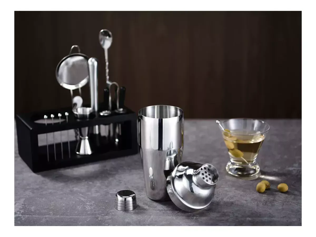 Juego Bartender Coctelera Utensilios Bar Inoxidable 12 Pzs