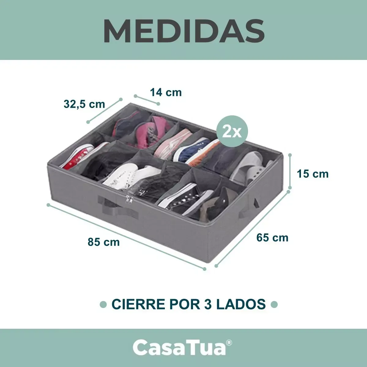 Organizador De Zapatos Almacenamiento Bajo Cama Zapatero Unidad 