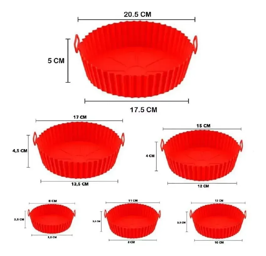 Set X6 Bandejas De Silicona Para Airfryer Freidora Protector Color Aleatorio