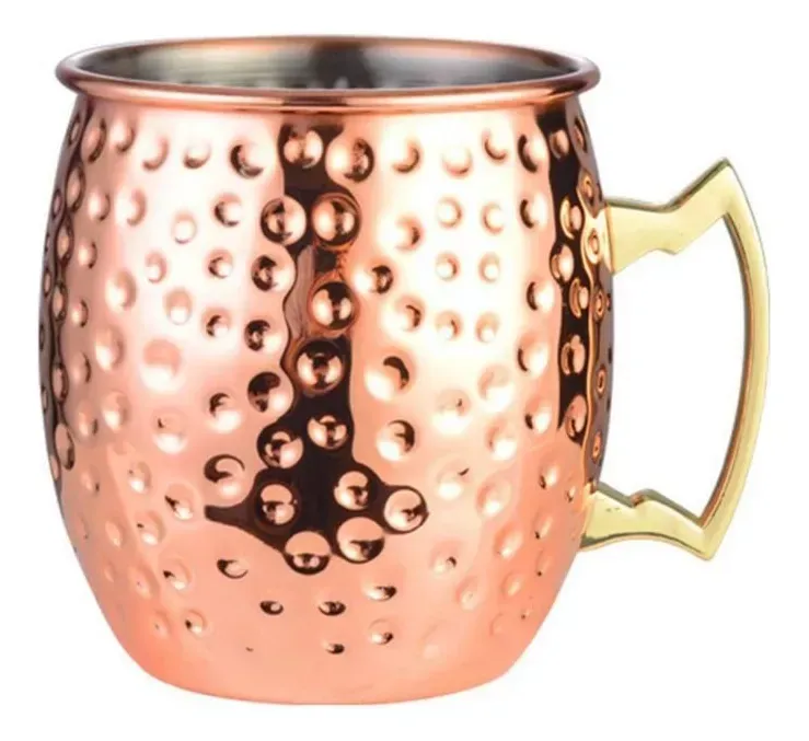 Taza De Cóctel Dorada Moscow Mule Exquisite Cobre Martillado De Acero Inoxidable