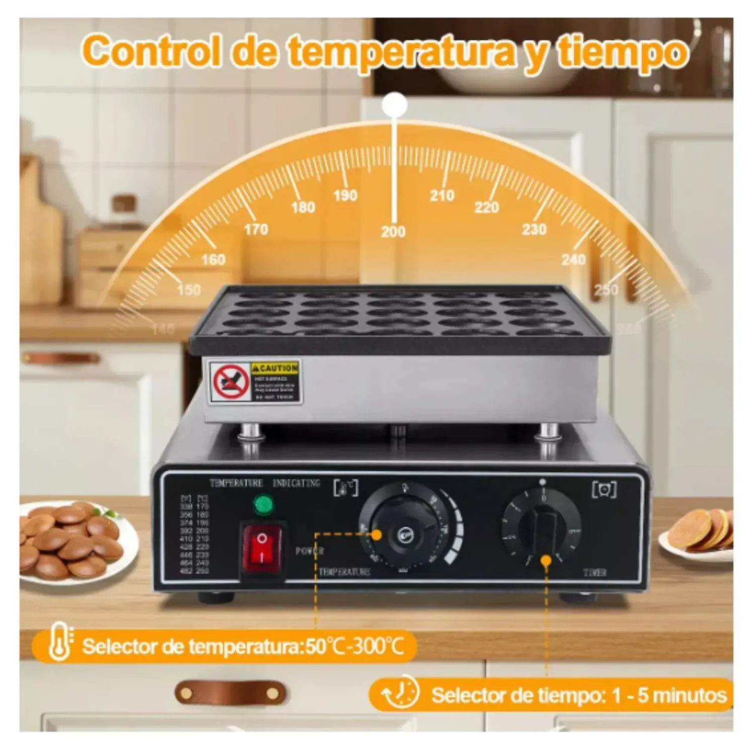 Máquina para Hotcakes 950W con Bandejas Antiadherentes 25 Pz