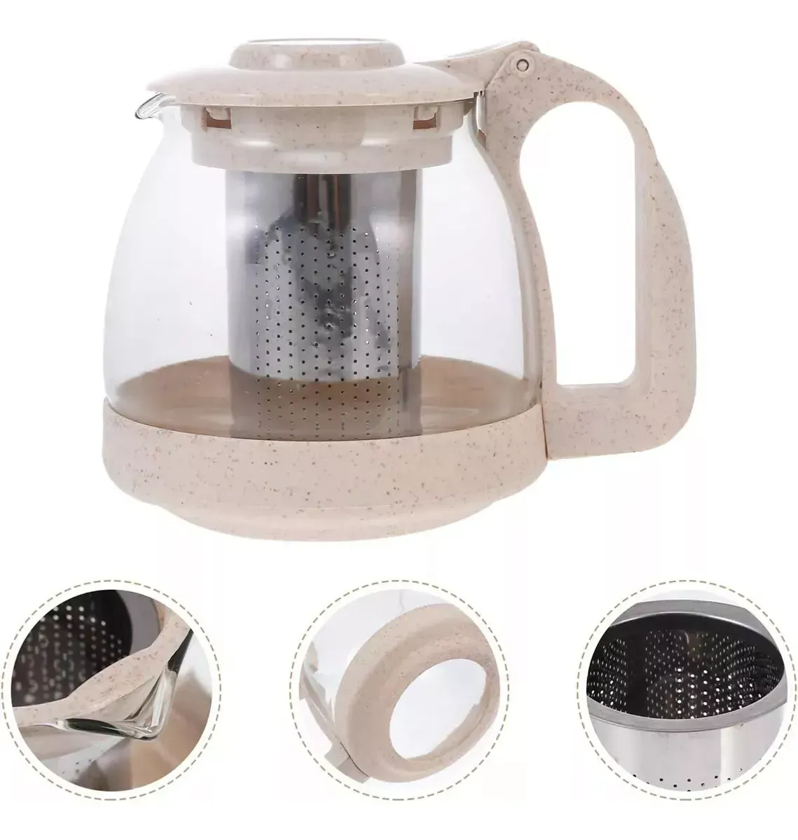 Jarra Infusor Colador Malla Para Té Café Aromática Tetera Color Beige