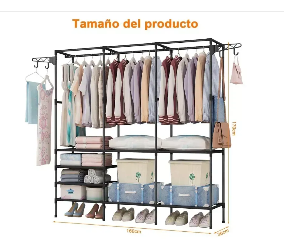 Closet Organizador 3 Espacios Zapatero Perchero Multifuncion