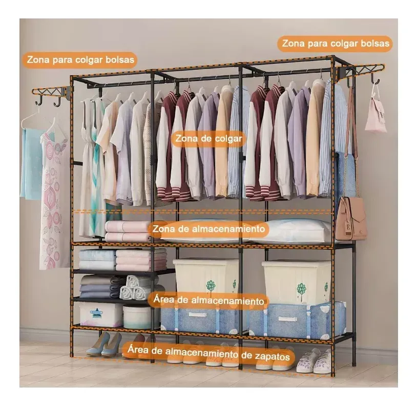 Closet Organizador 3 Espacios Zapatero Perchero Multifuncion