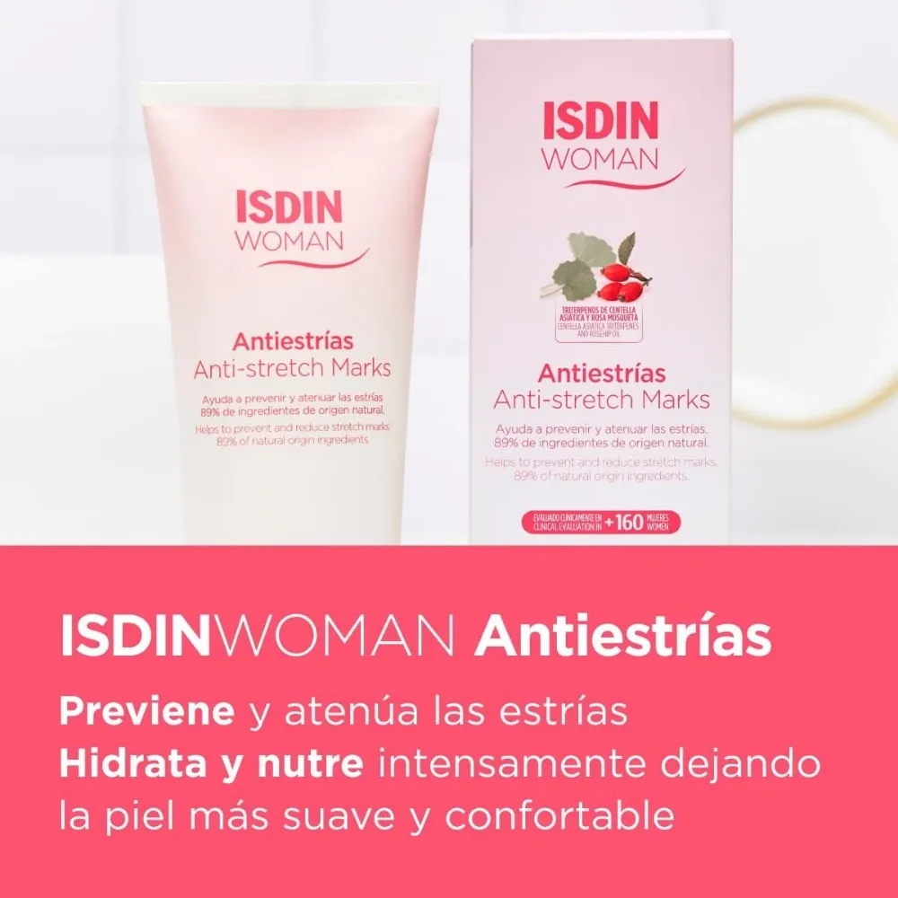 Isdin Woman Antiestrías - Crema Hidratante y Preventiva para Estrías x 250 ml