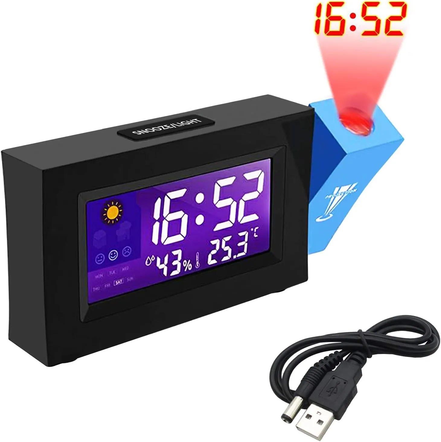 Reloj Despertador Digital Alarma Proyector Hora En Techo