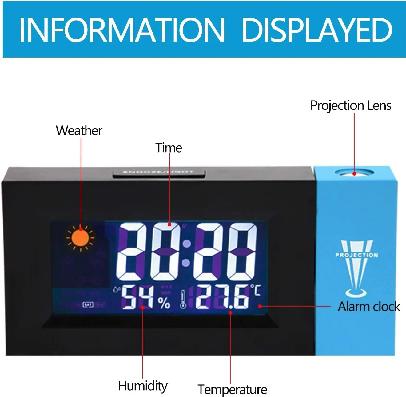 Reloj Despertador Digital Alarma Proyector Hora En Techo