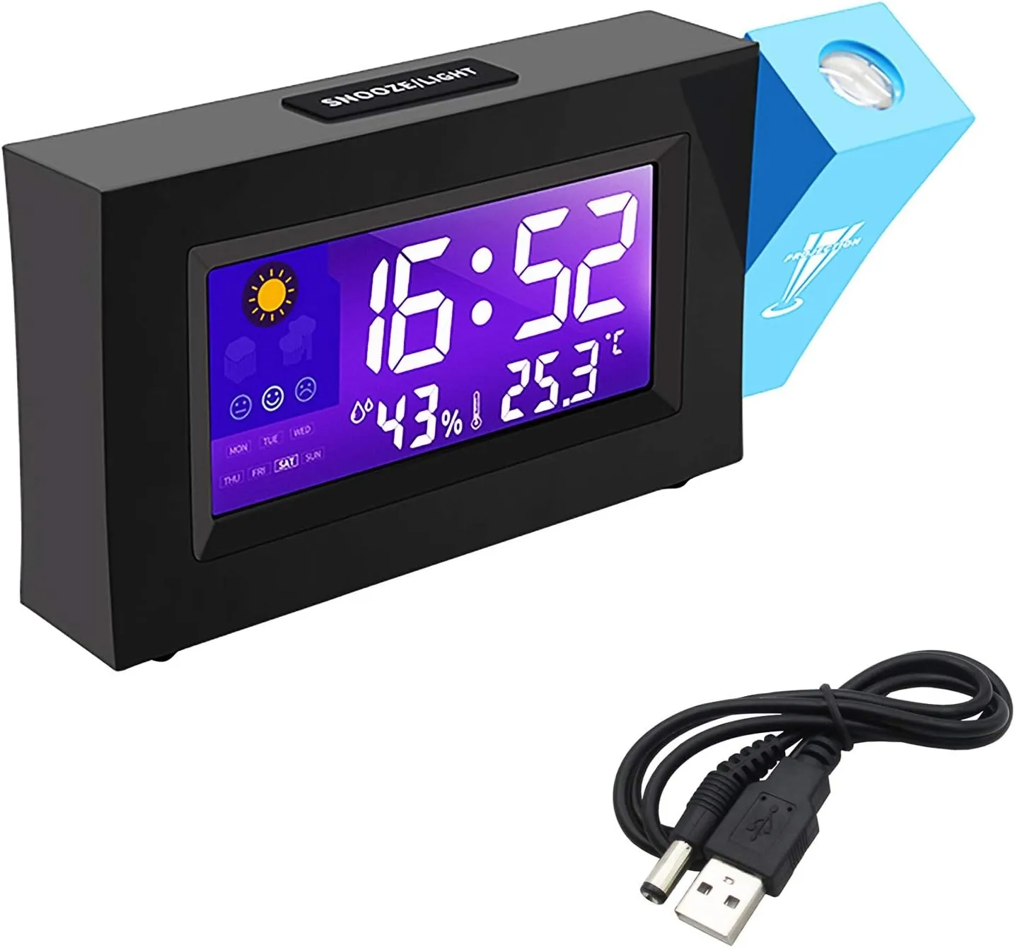 Reloj Despertador Digital Alarma Proyector Hora En Techo