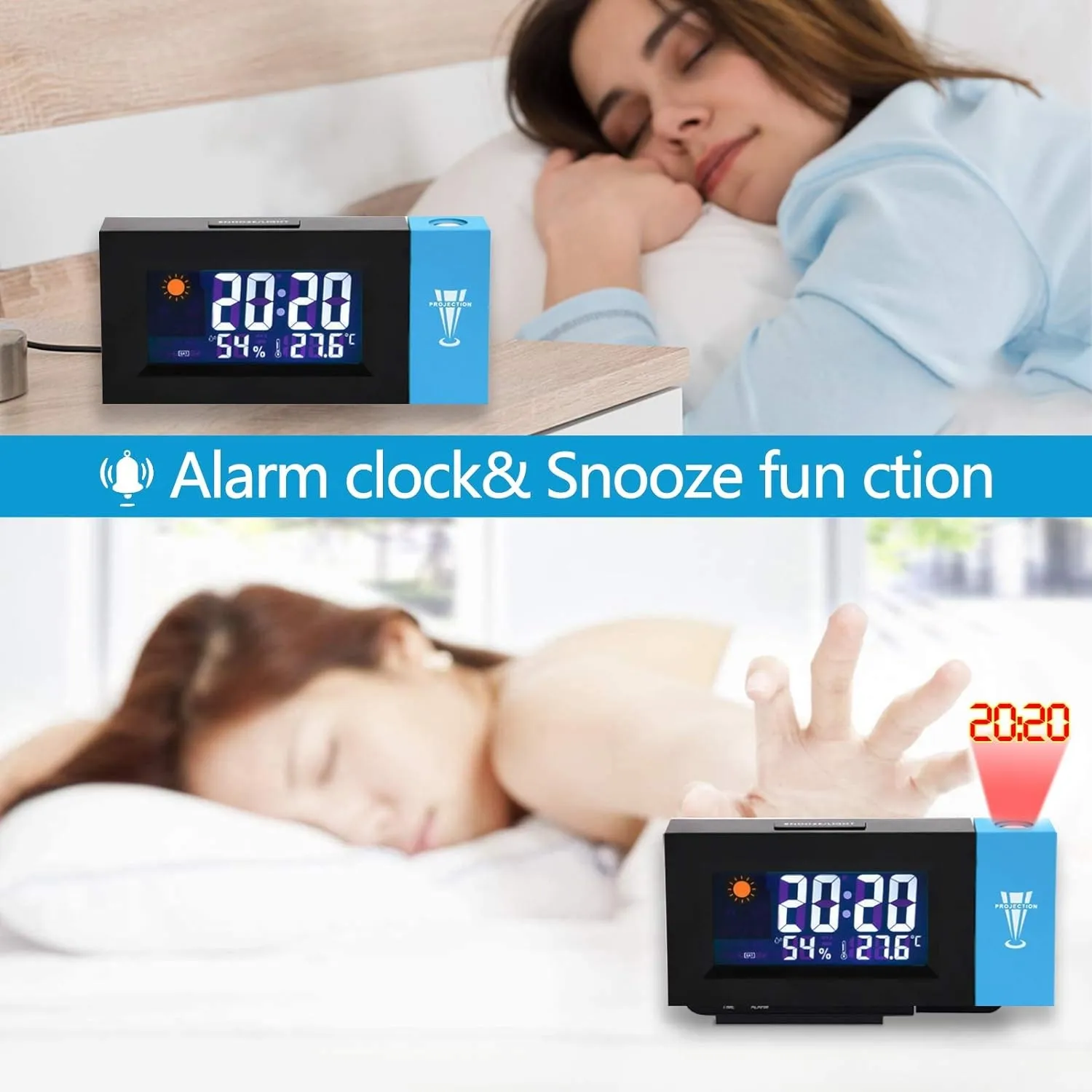 Reloj Despertador Digital Alarma Proyector Hora En Techo