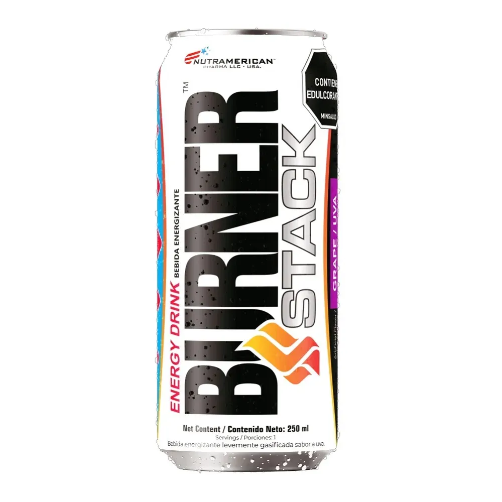 Burner Stack Lata X 12 und - Reductor de grasa + Pre entreno + Bebida energizante