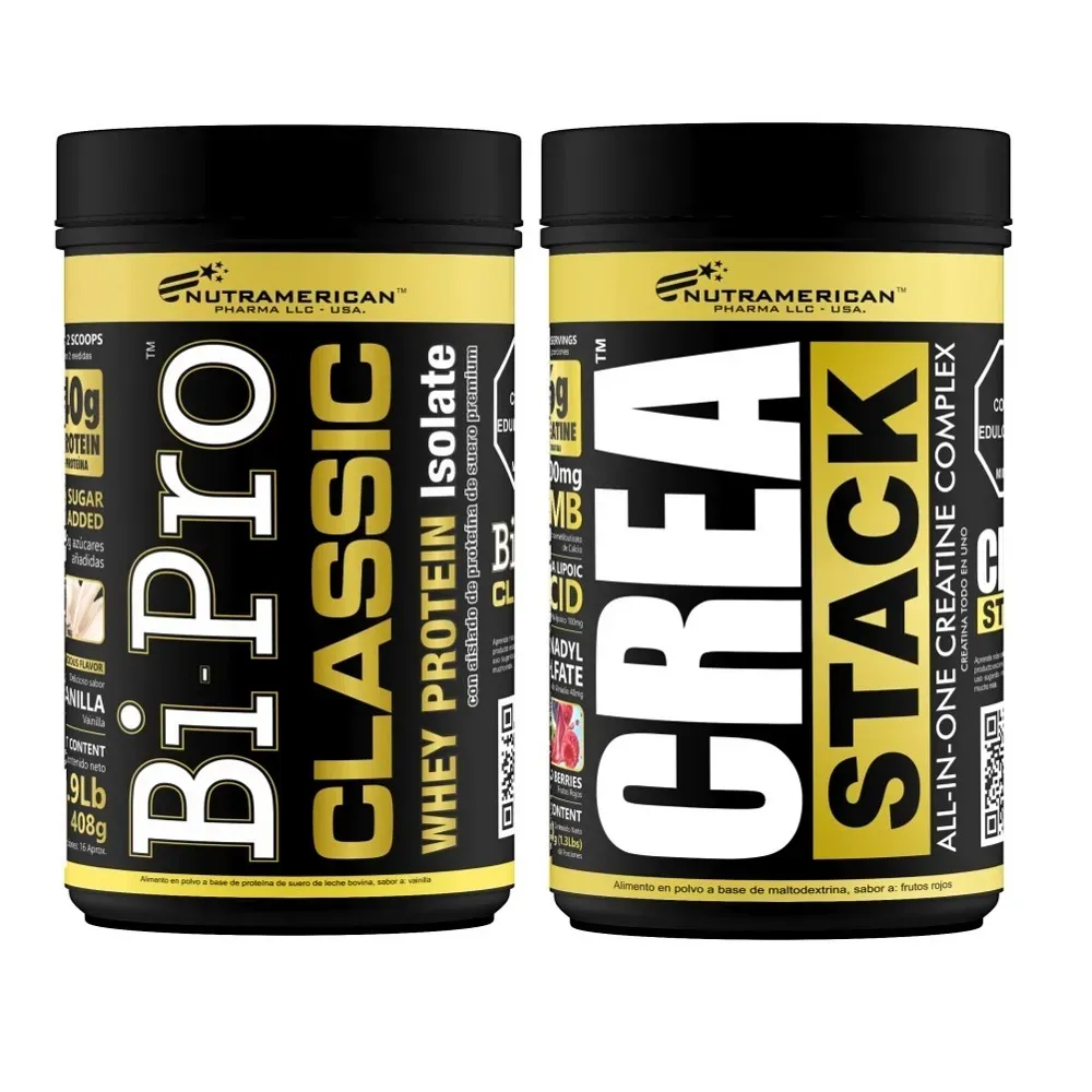 Combo Proteina Bipro Classic Vainilla 1 lb + Creatina Crea Stack 1.3 LB