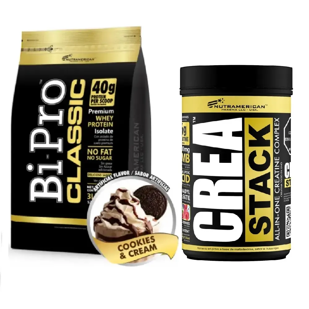 Combo Proteina Bipro Classic Cookies and Cream 3 lb + Creatina Crea Stack 1.3 LB