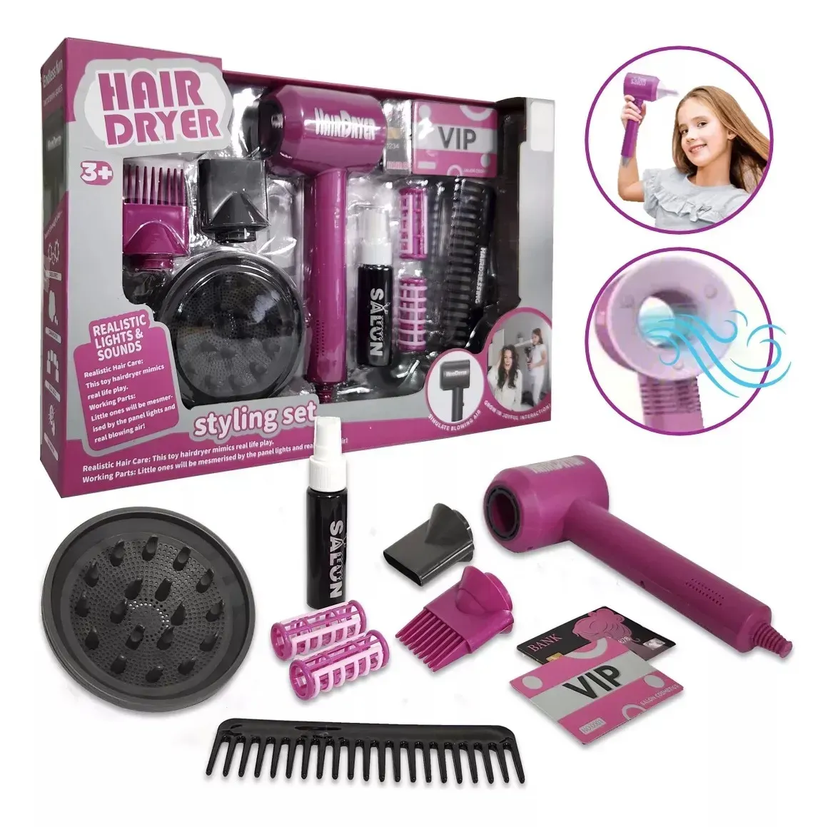 Kit Cepillo Secador Para Niñas 