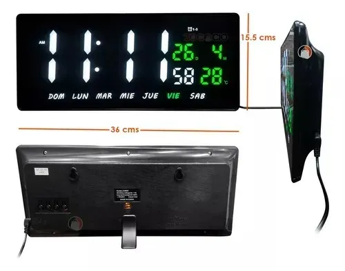 Reloj Digital Led Calendario de Pared y escritorio Led 