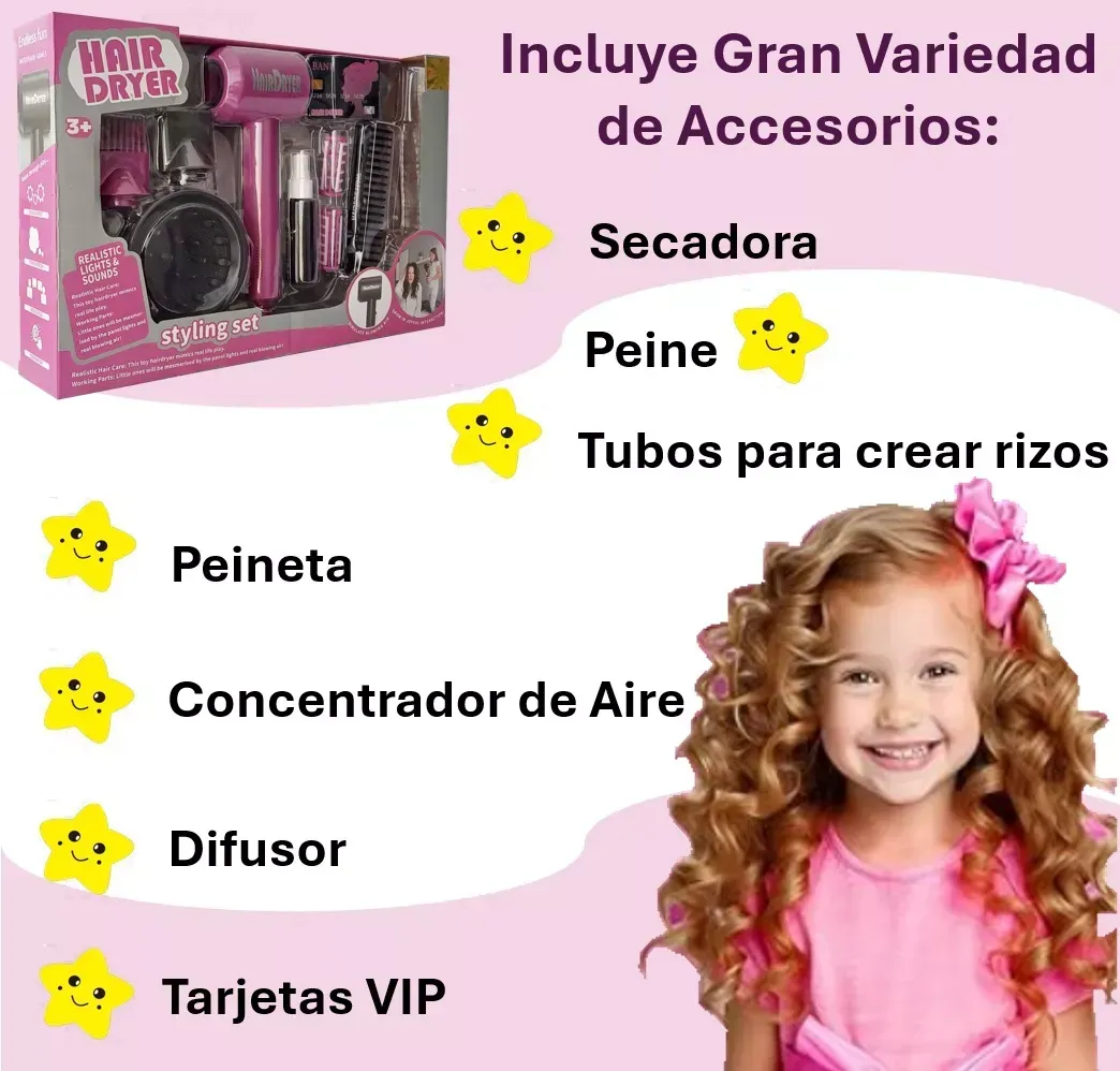 Kit Cepillo Secador Para Niñas 