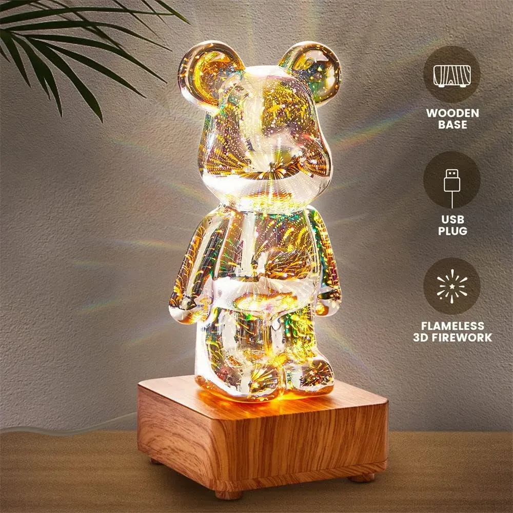 Lámpara De Luz LED 3D de Oso De Fuegos Artificiales