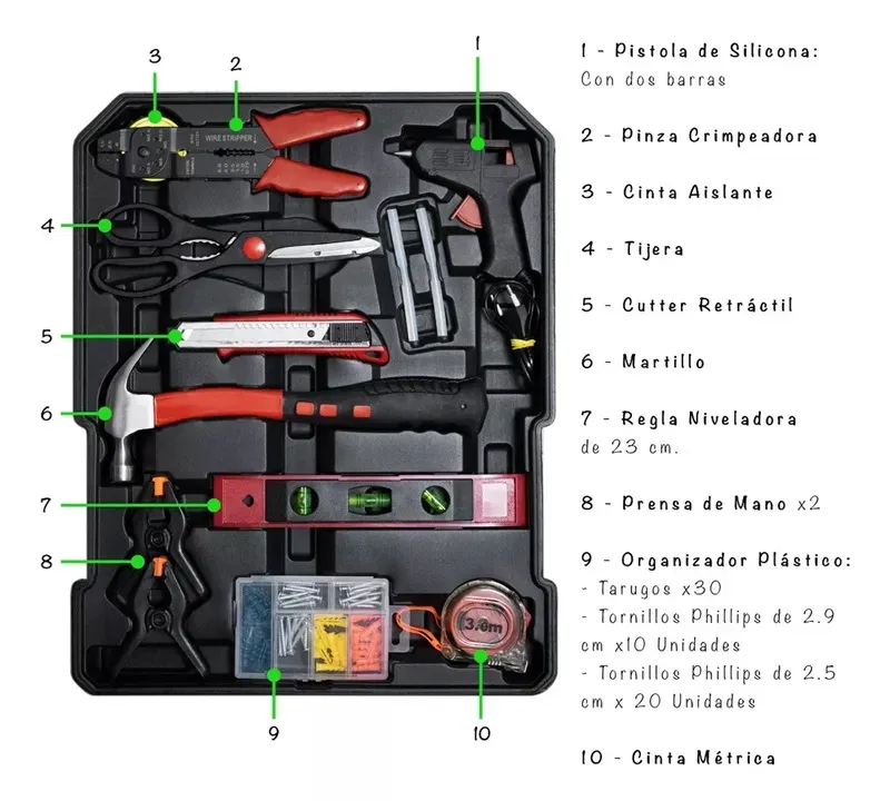 Kit De Herramientas 187 Piezas + Maletín