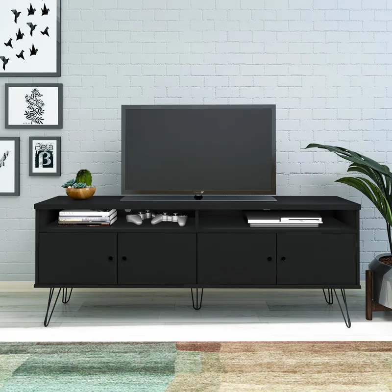 Mueble de TV 60" BERTOLINI En MDP 160cm Pata De Acero Negro