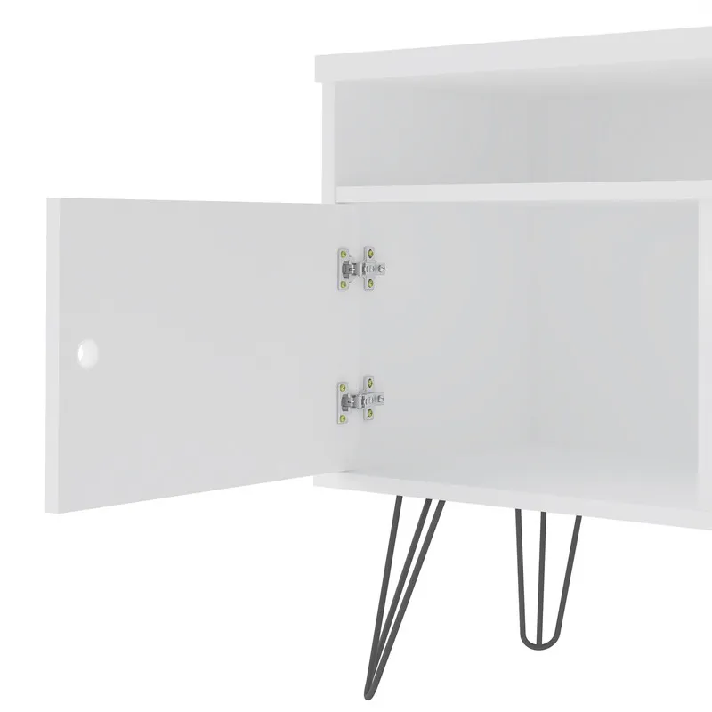 Mueble De TV 60"  BERTOLINI En MDP 160cm Pata De Acero Blanco