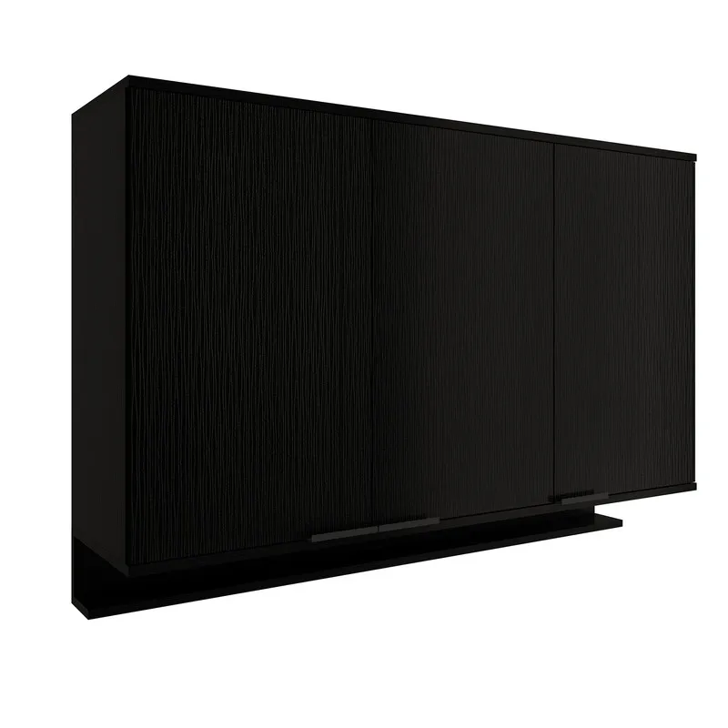 Mueble Superior Multiuso Cocina 120 Cm Mdp 3 Puertas Negro