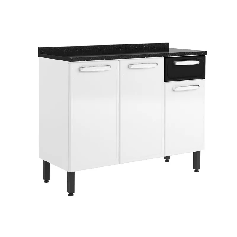 Mueble Inferior De Cocina 120Cm Con Mesón Bertolini Blanco