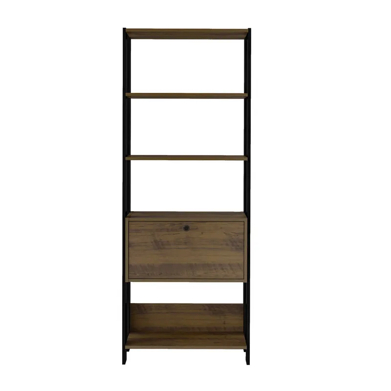 Estanteria Biblioteca Match BERTOLINI Con Puerta En MDP 166x63cm Pino Con Negro