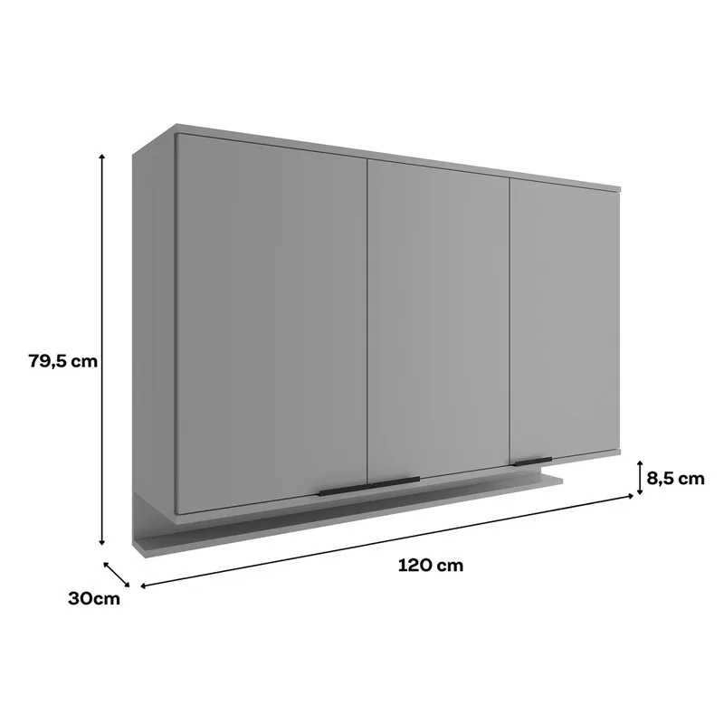 Mueble Superior Multiuso Cocina 120 Cm Mdp 3 Puertas Titanium