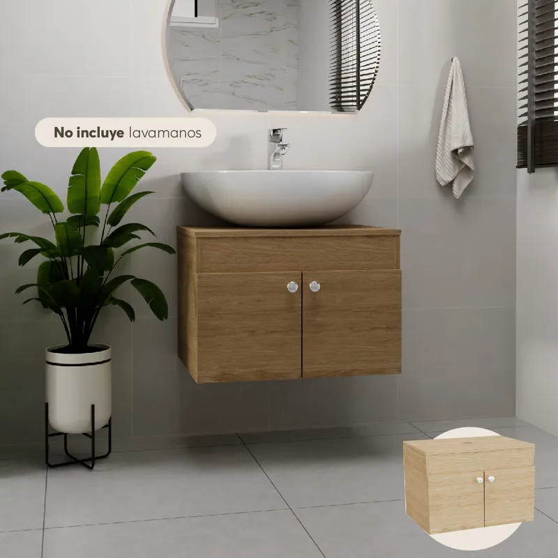 Mueble De Baño En Mdp Sin Lavamanos 60Cm Rovere