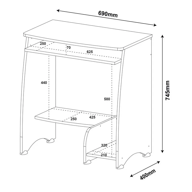 Mesa Auxiliar O De Apoyo En Mdp 50Cm Blanco